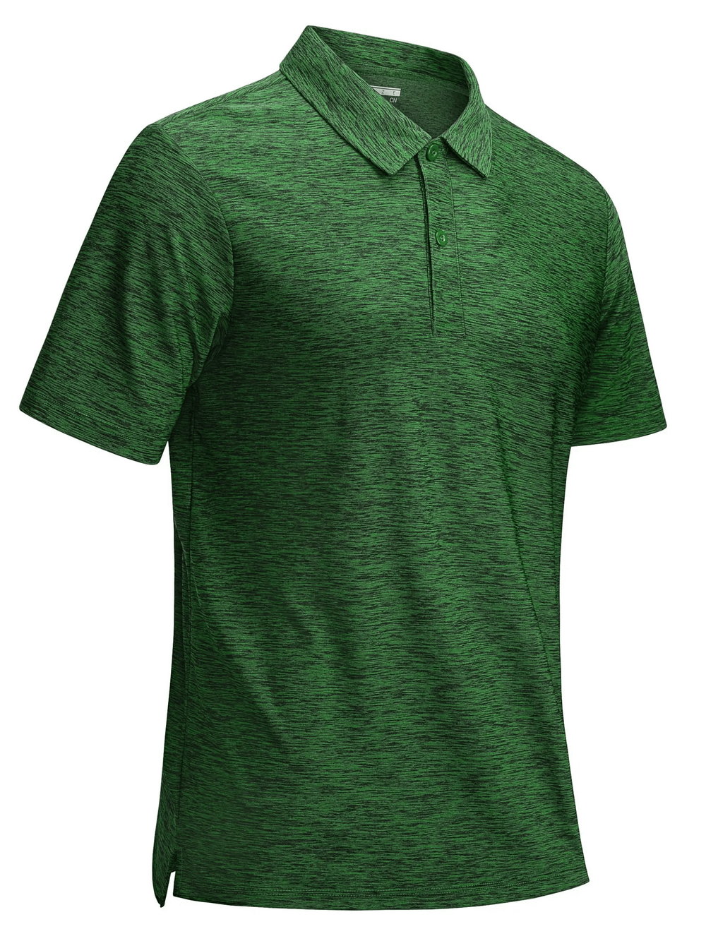 Alt Tag: Men's Textured Polo Shirt with Side Slit Hem - SF4353 green short sleeve lightweight golf polo with button placket