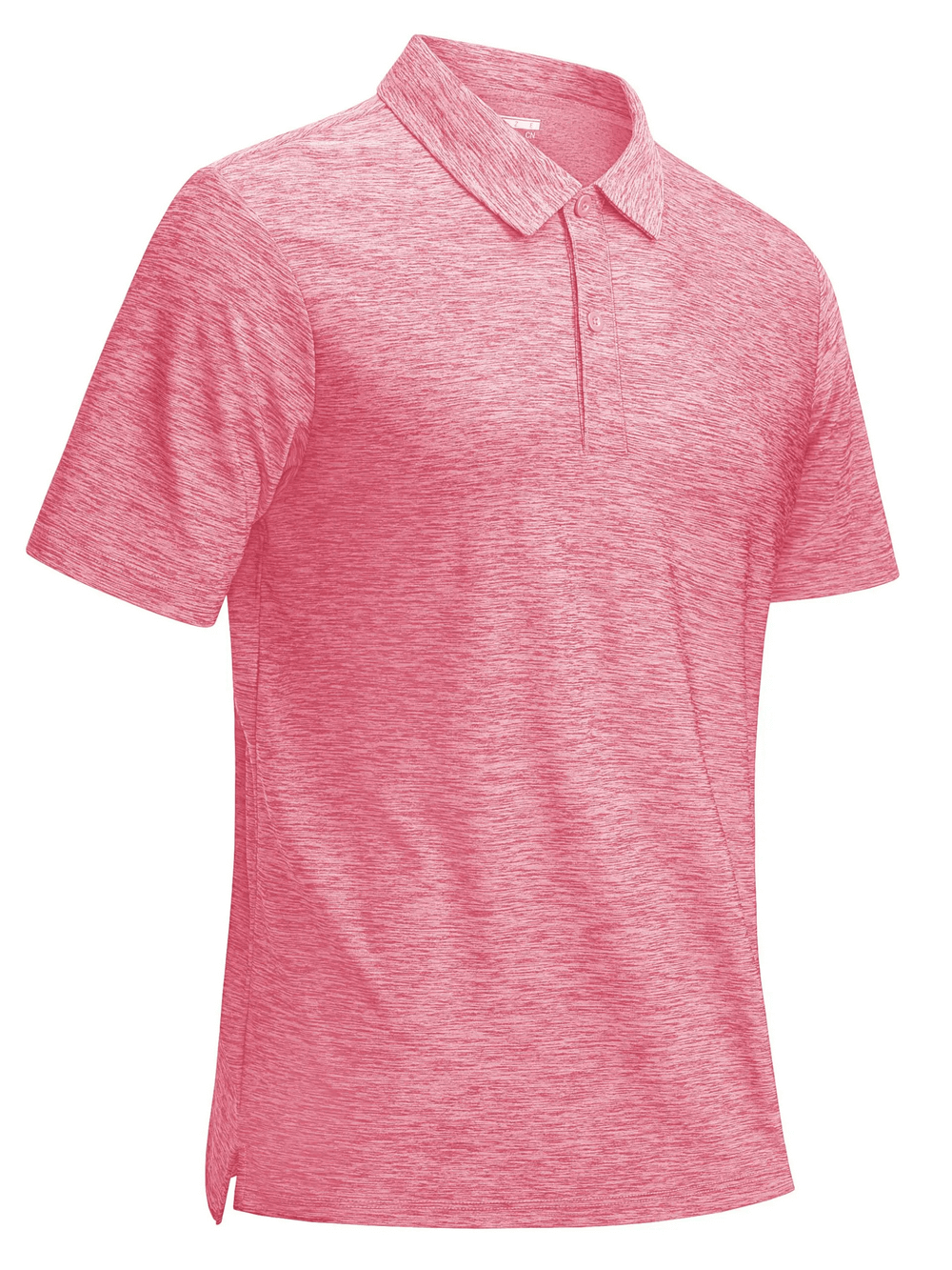 Alt Tag: Men's Textured Polo Shirt with Side Slit Hem - SF4353 pink textured short sleeve golf polo with button placket