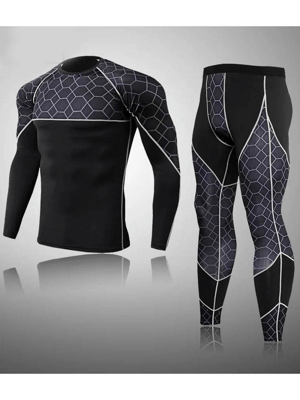 Men's thermal jersey and leggings set with geo pattern, stylish and functional activewear for winter, model SF2219.