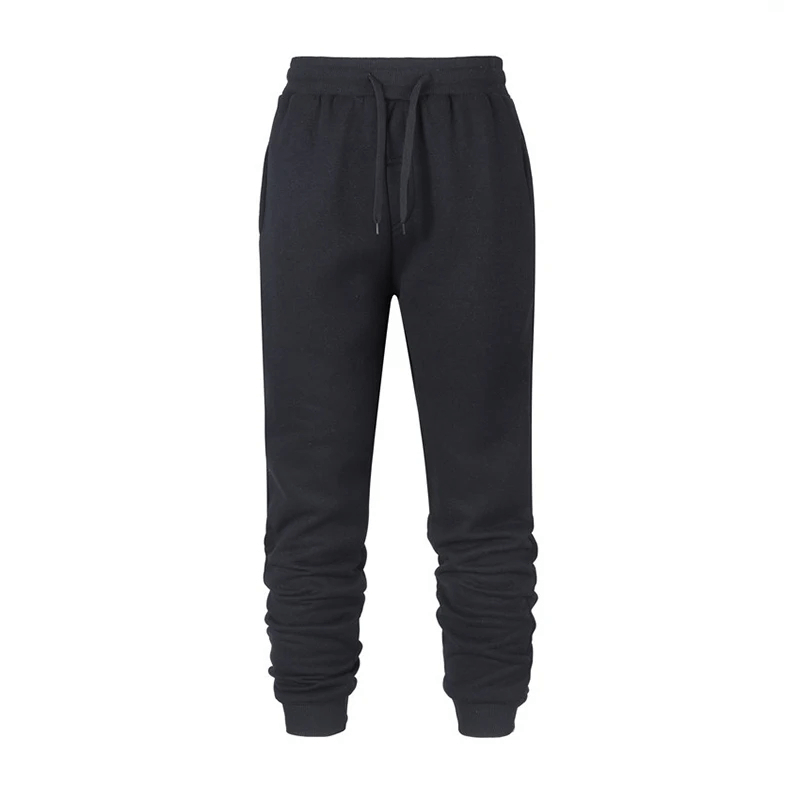 Men's black fleece joggers with drawstring, part of the SF2065 trendy hoodie set. Comfortable athletic wear for style and ease.