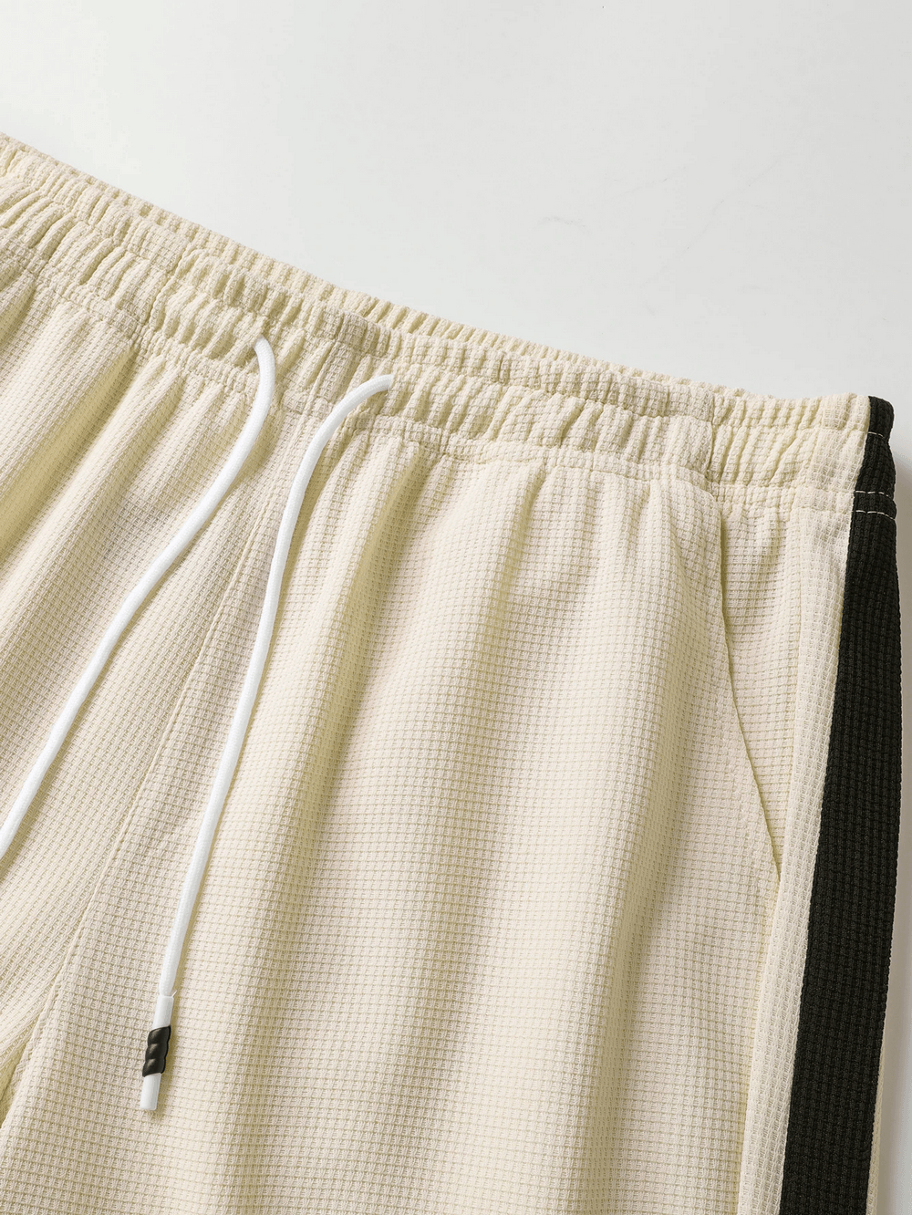 Men's Waffle Knit Drawstring Athletic Gym Shorts - SF4572 featuring adjustable waist and textured design.