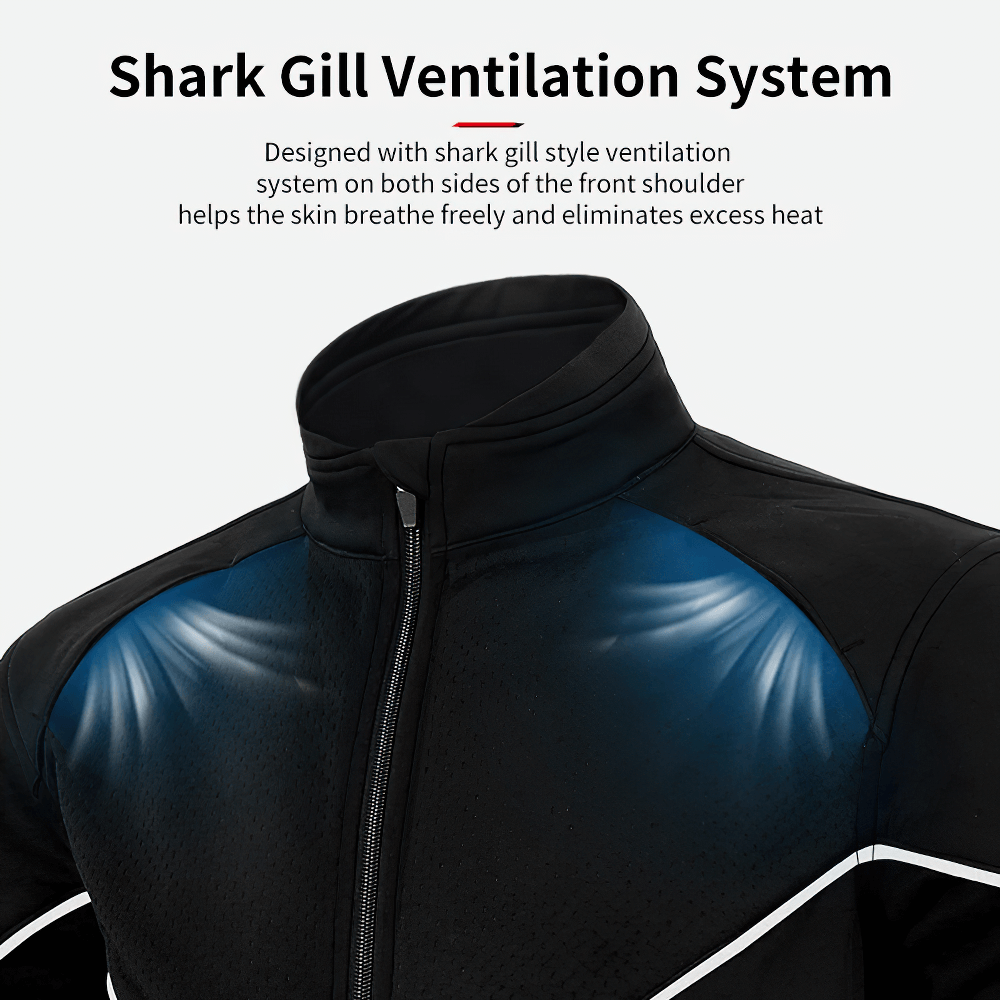 Men's cycling jacket featuring Shark Gill Ventilation System for optimal breathability and heat management.