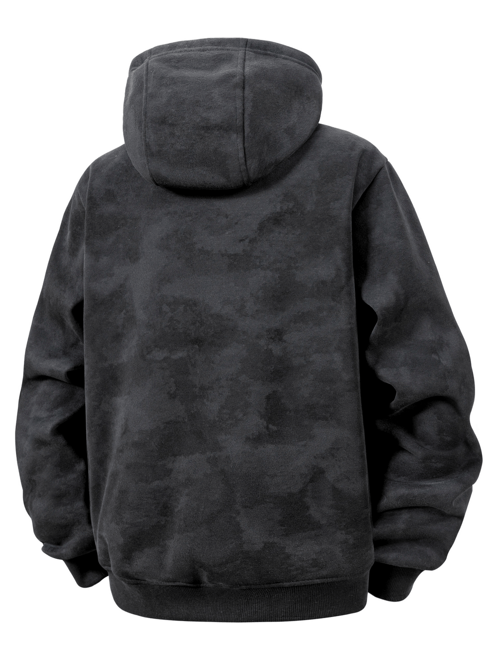 Men's Washed Zip Up Fleece Hoodie with Pockets - SF4674, back view showcasing the drawstring hood and tie dye finish.