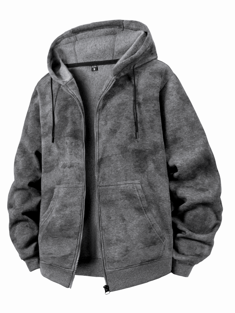 Men's Washed Zip Up Fleece Hoodie with Pockets - SF4674 in a stylish tie-dye design, perfect for casual wear and chilly days.