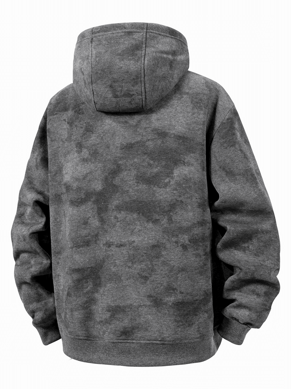 Men's Washed Zip Up Fleece Hoodie with Pockets - SF4674 back view showcasing the tie-dye design and drawstring hood.