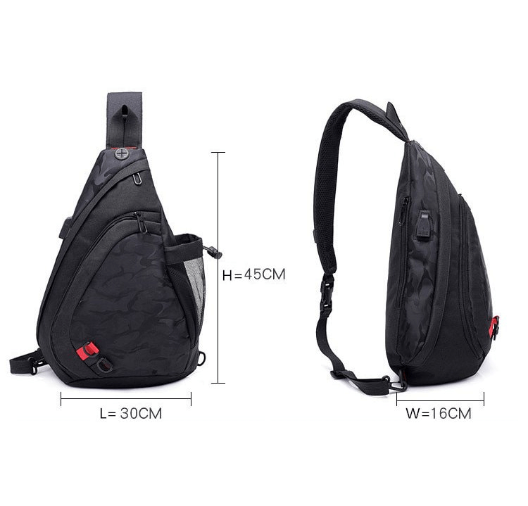 Men's waterproof camouflage crossbody bag with multiple pockets, durable nylon, 45x30x16cm, SF1266