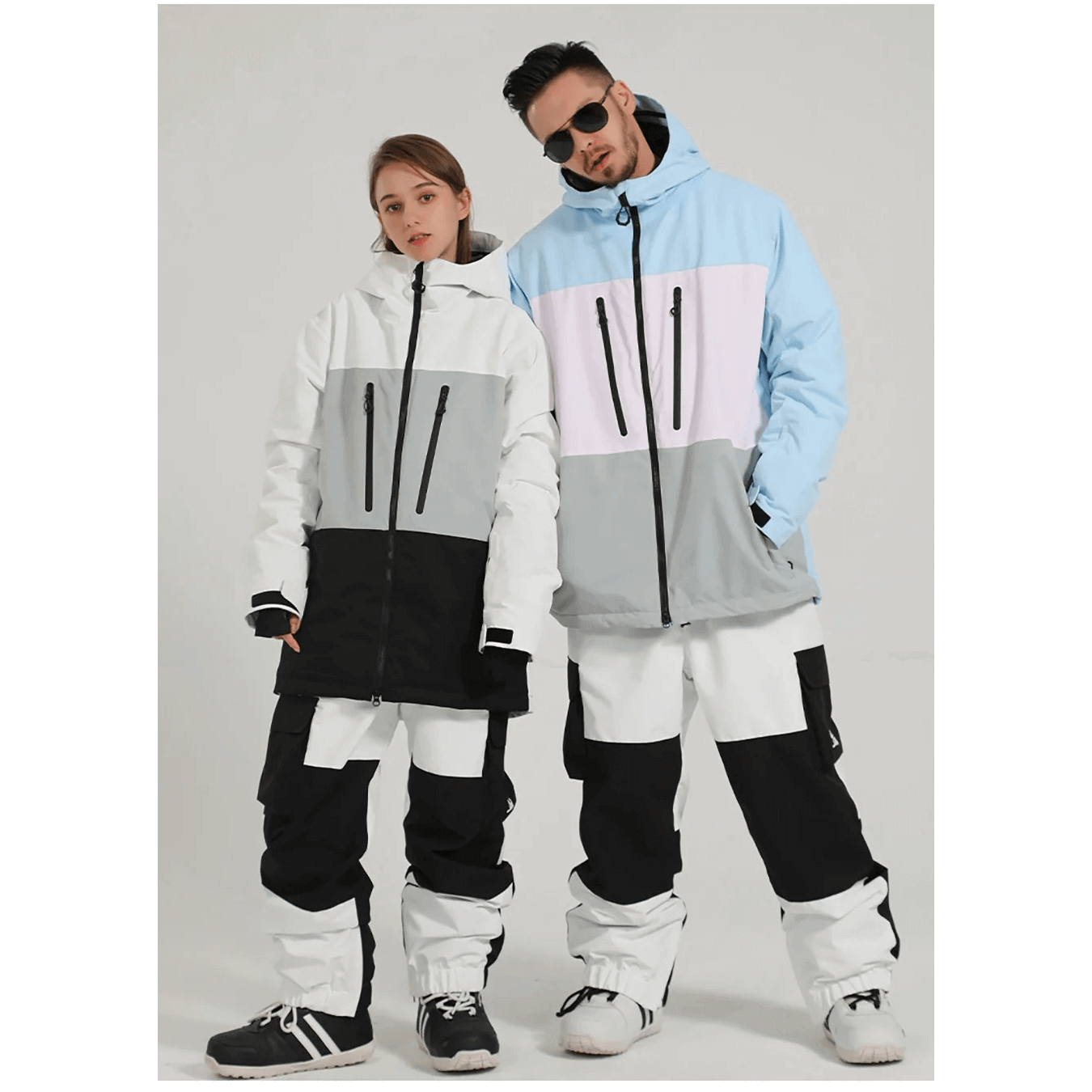 Men's and Women's Waterproof Snowboard Jackets with Pants - Stylish winter outerwear in vibrant colors for ultimate snow protection.