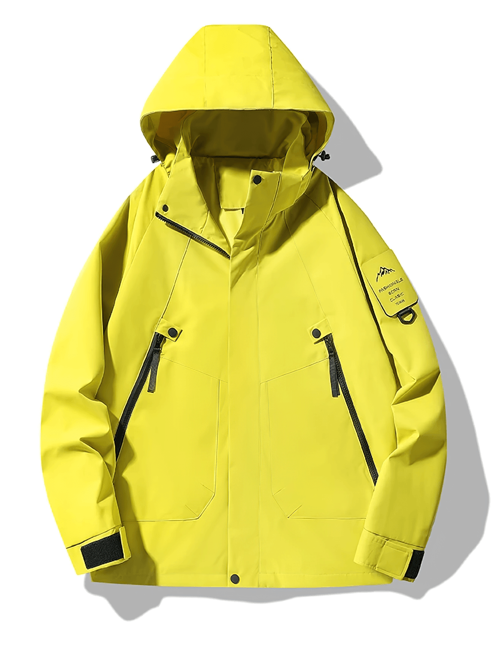 Men's yellow waterproof windbreaker for hiking and camping, SF2283. Lightweight, windproof, breathable, and thermal jacket.