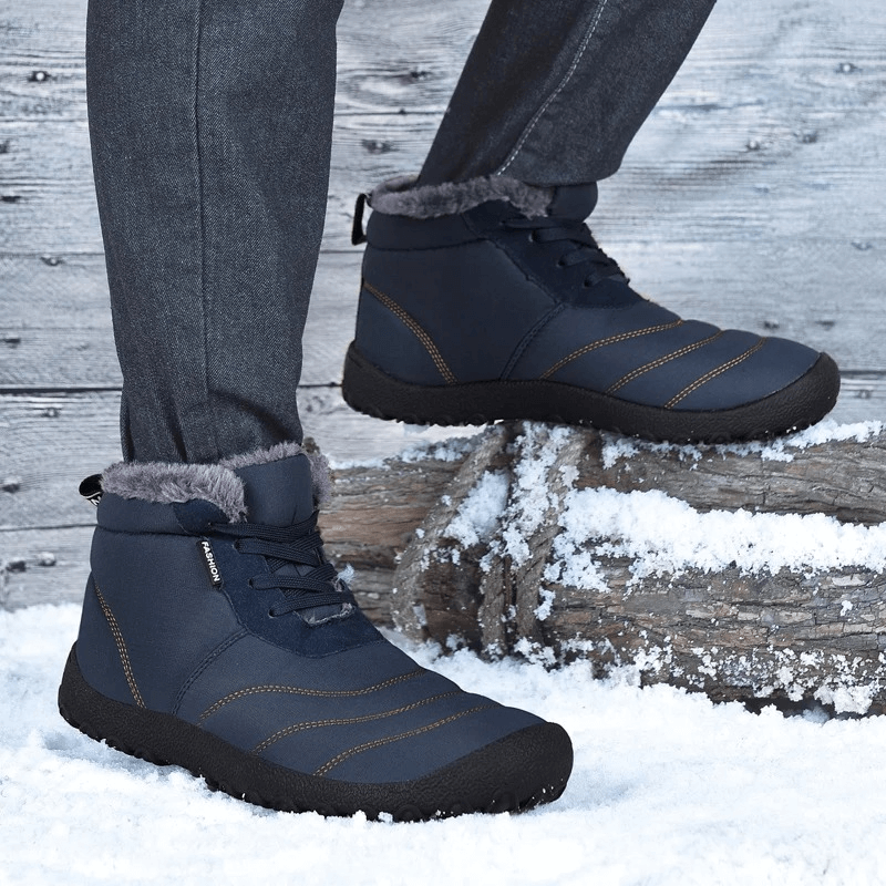 Alt Tag: Men's Winter Ankle Snow Boots SF2026 with split leather and rubber outsole, perfect for cold weather and outdoor adventures.