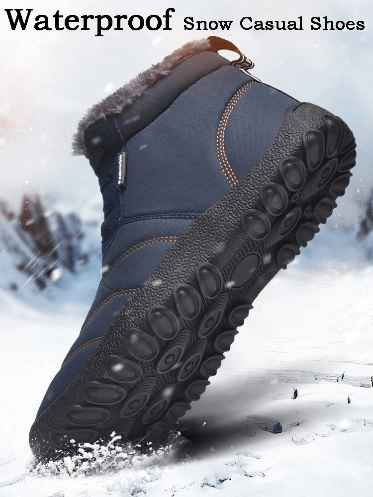 Men's waterproof snow casual shoe with durable rubber outsole.