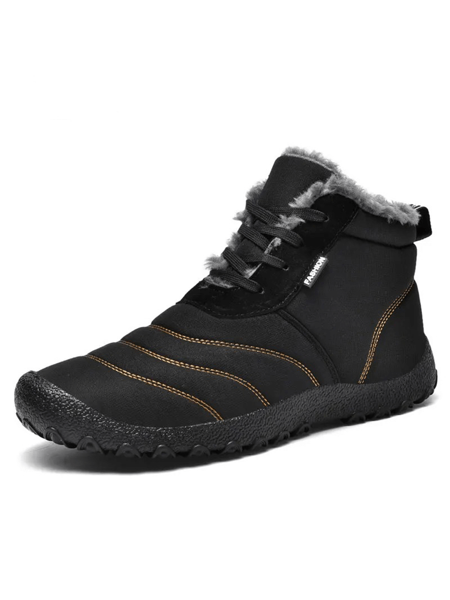 Men's winter ankle snow boots SF2026 with plush lining, split leather, rubber outsole, round toe, and lace-up closure for outdoor adventures.