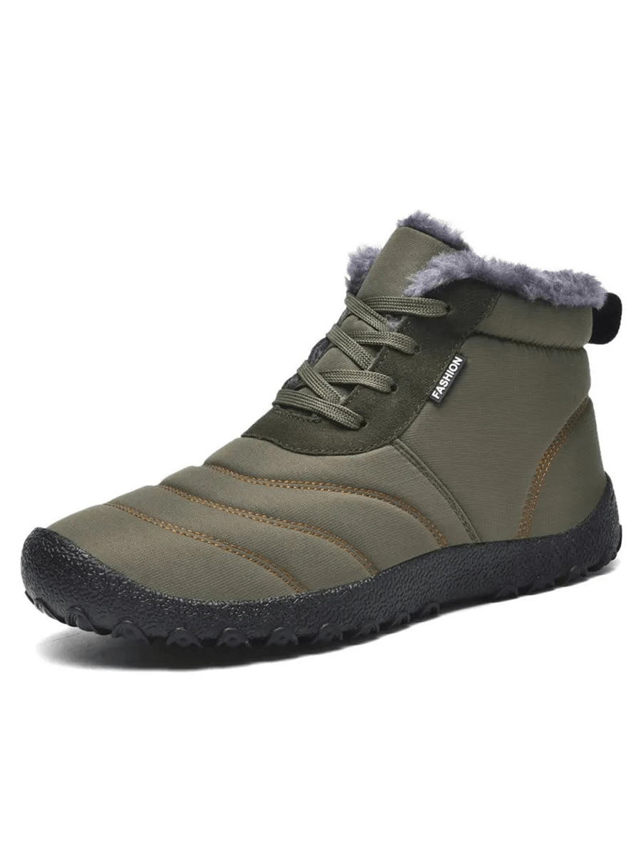 Men's winter ankle snow boots with split leather, durable rubber outsole, and plush lining for warmth - SF2026.