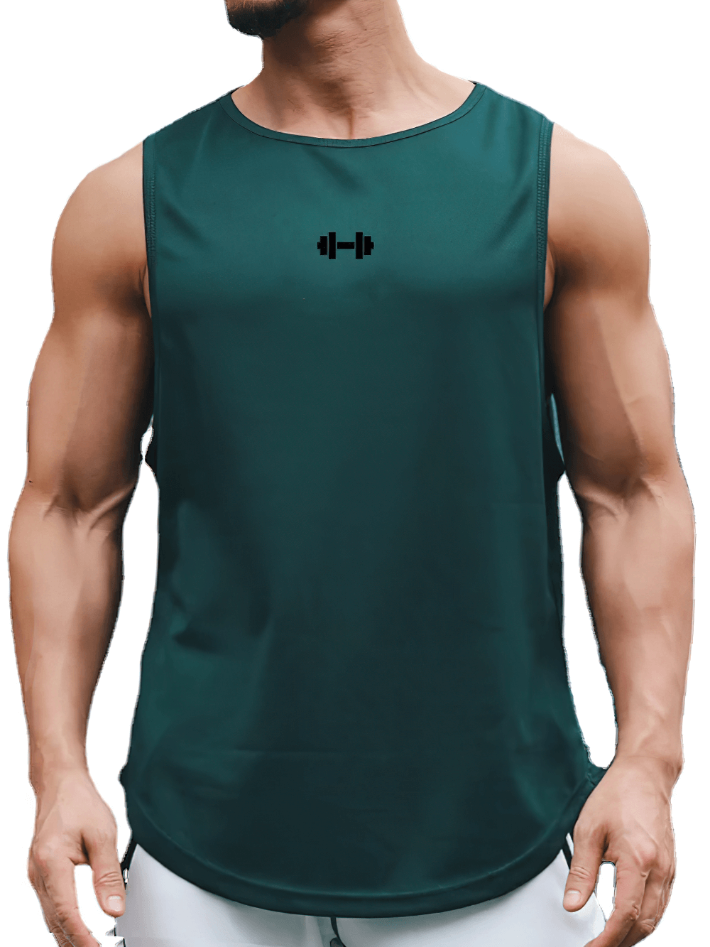 Men's Workout Tank Top with Dumbbell Logo - SF4087 in green, perfect for fitness and gym, featuring lightweight, breathable fabric.