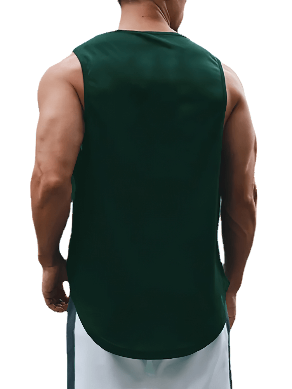 Back view of Men's Workout Tank Top with Dumbbell Logo - SF4087 in dark color, showing sleeveless design for gym workouts.