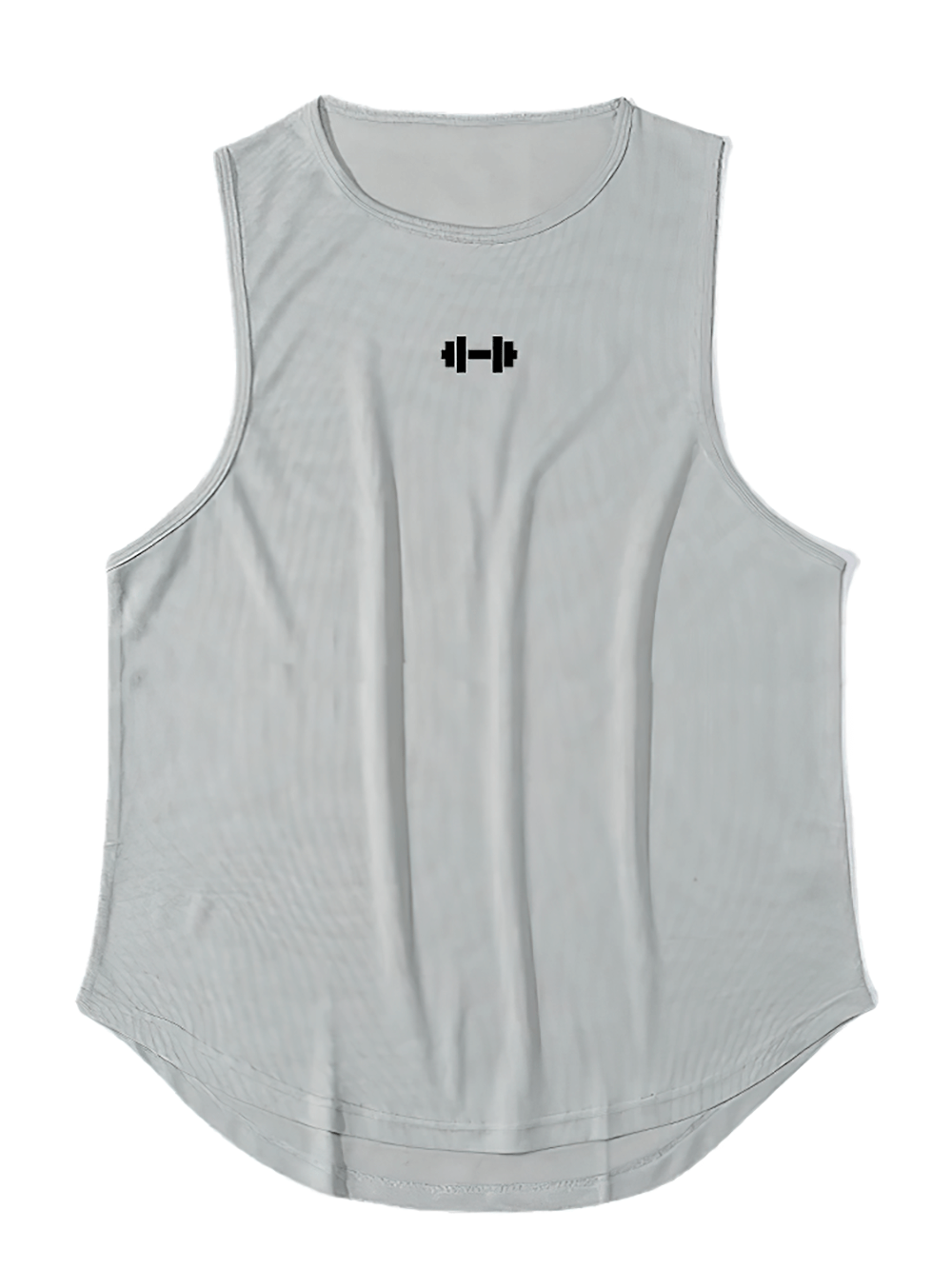 Men's Workout Tank Top with Dumbbell Logo - SF4087 in gray, breathable fabric, sleeveless athletic fit for gym and fitness routine.