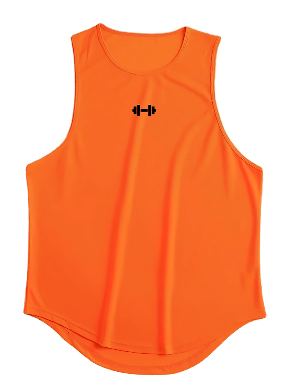 Bright orange Men's Workout Tank Top with Dumbbell Logo - SF4087, ideal for gym and fitness, featuring breathable fabric and sleeveless design.