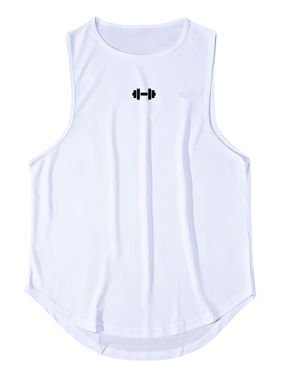 Men's Workout Tank Top with Dumbbell Logo - SF4087 in white, showcasing a sleek sleeveless design ideal for gym and fitness activities.