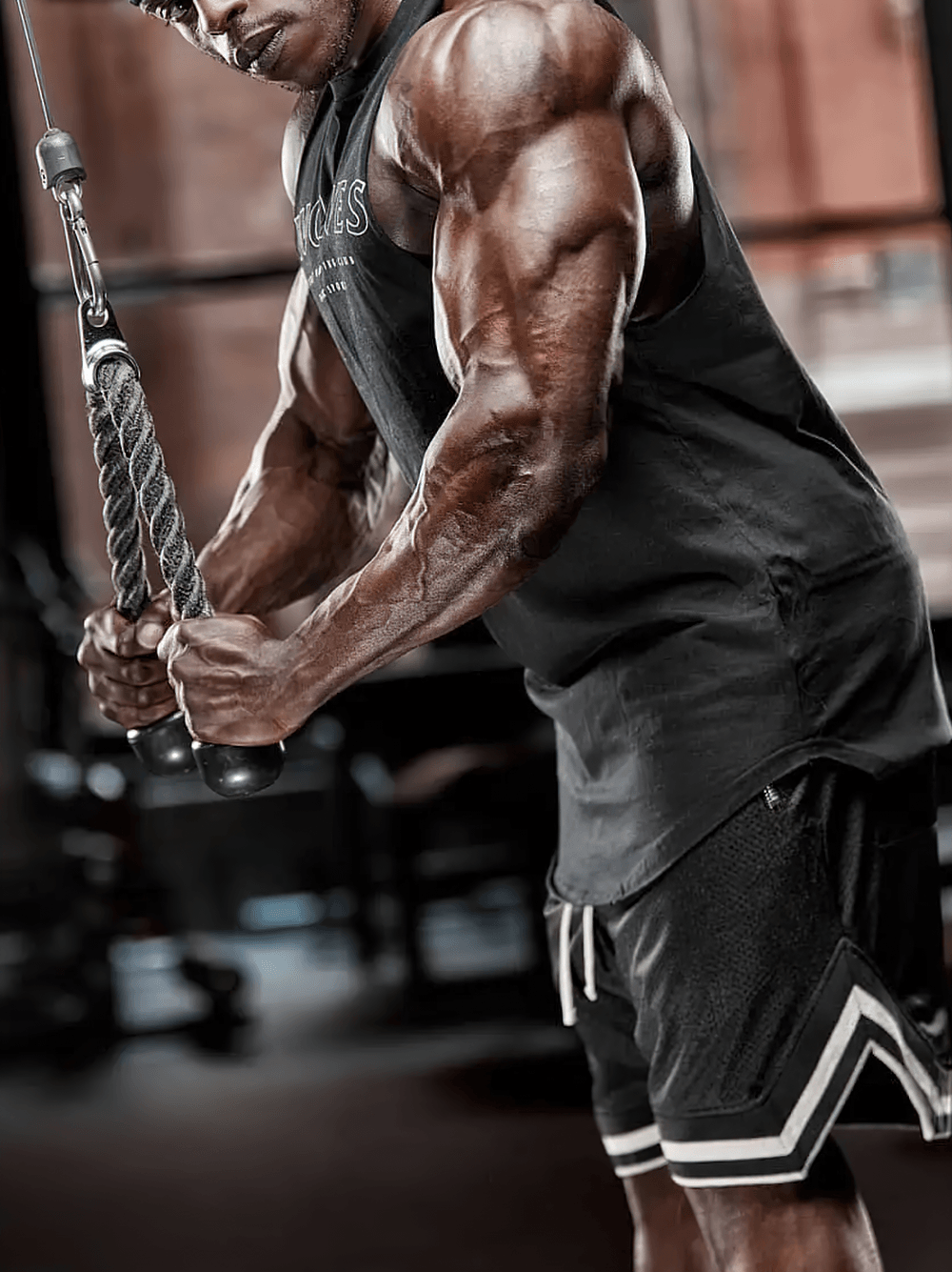 Men's Zipper Pocket Court Shorts with Contrast Trim - SF4467 worn during cable workout, quick-dry mesh gym shorts with contrast hems