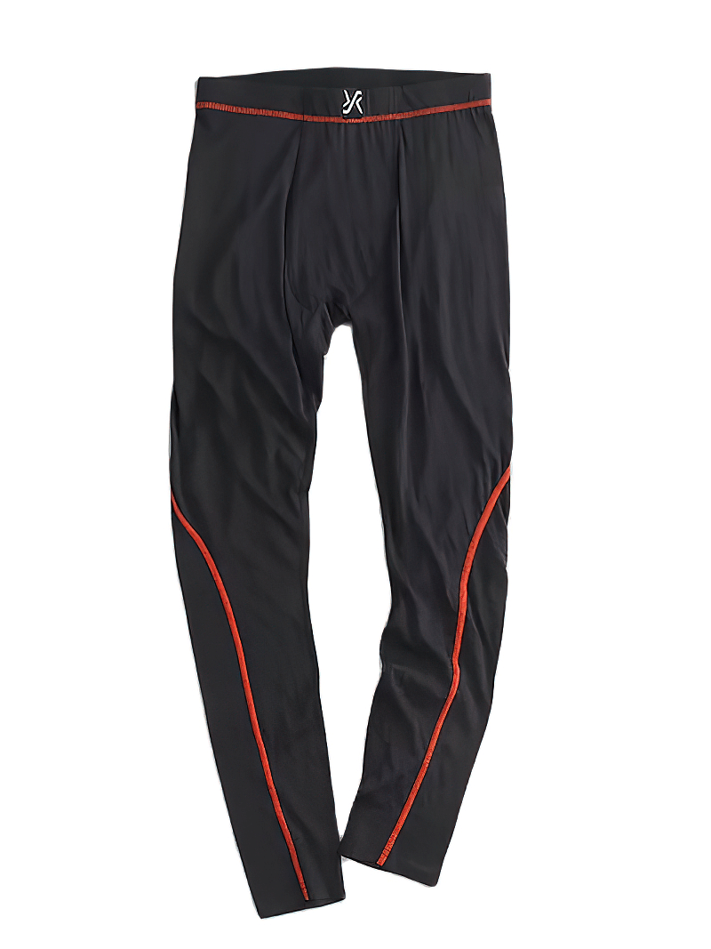 Merino Wool Thermal Long Pants for Men SF1856, full-length black design with red stitching, perfect for winter warmth and comfort.