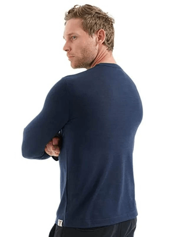 Merino Wool Thermal Long Sleeves Top for Men SF1808 in Navy, featuring a full-length sleeve design for comfort and style.