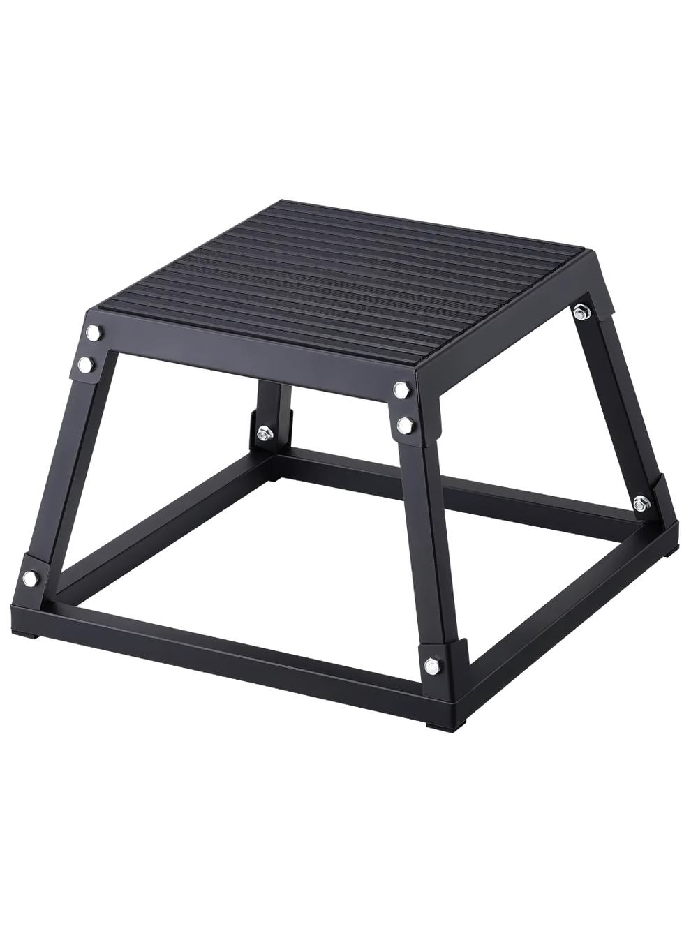 Heavy-duty metal plyometric jump box SF3209 with non-slip surface for home or gym training, supports up to 450 lbs.