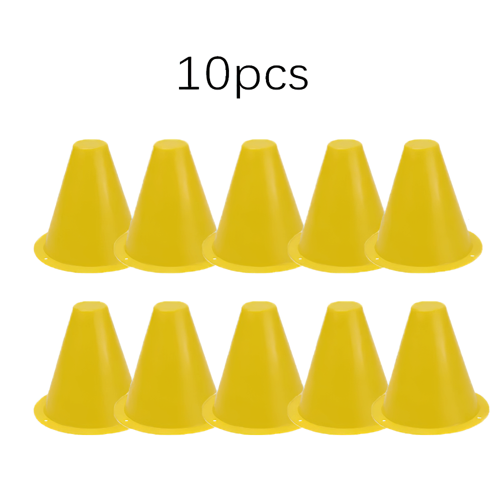Set of 10 yellow mini training cones for skating and sports drills, perfect for agility training and course setups, model SF3203.