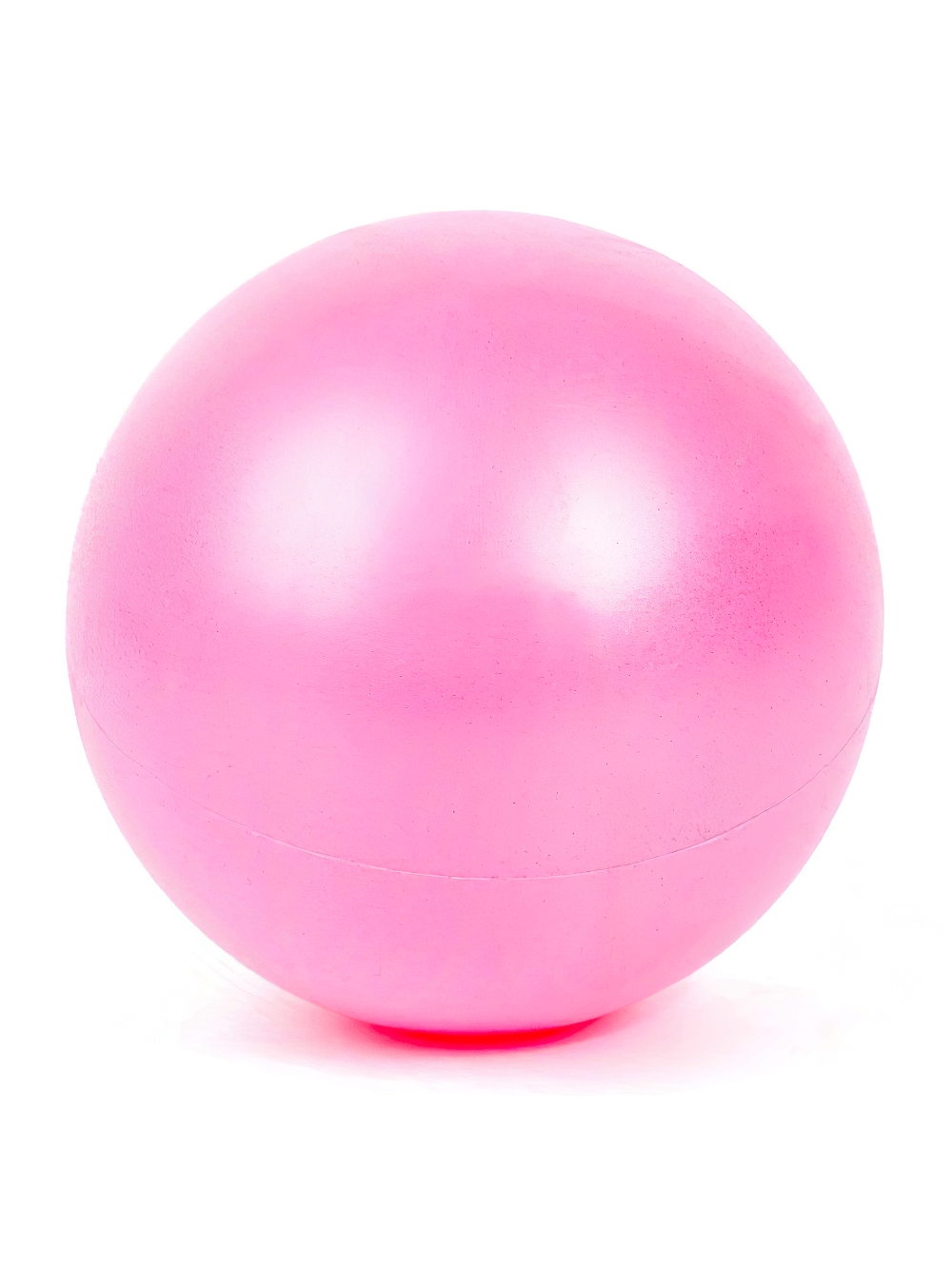 Pink mini yoga ball for Pilates, core training, and balance exercises, made from durable PVC. Ideal for stability and flexibility workouts.