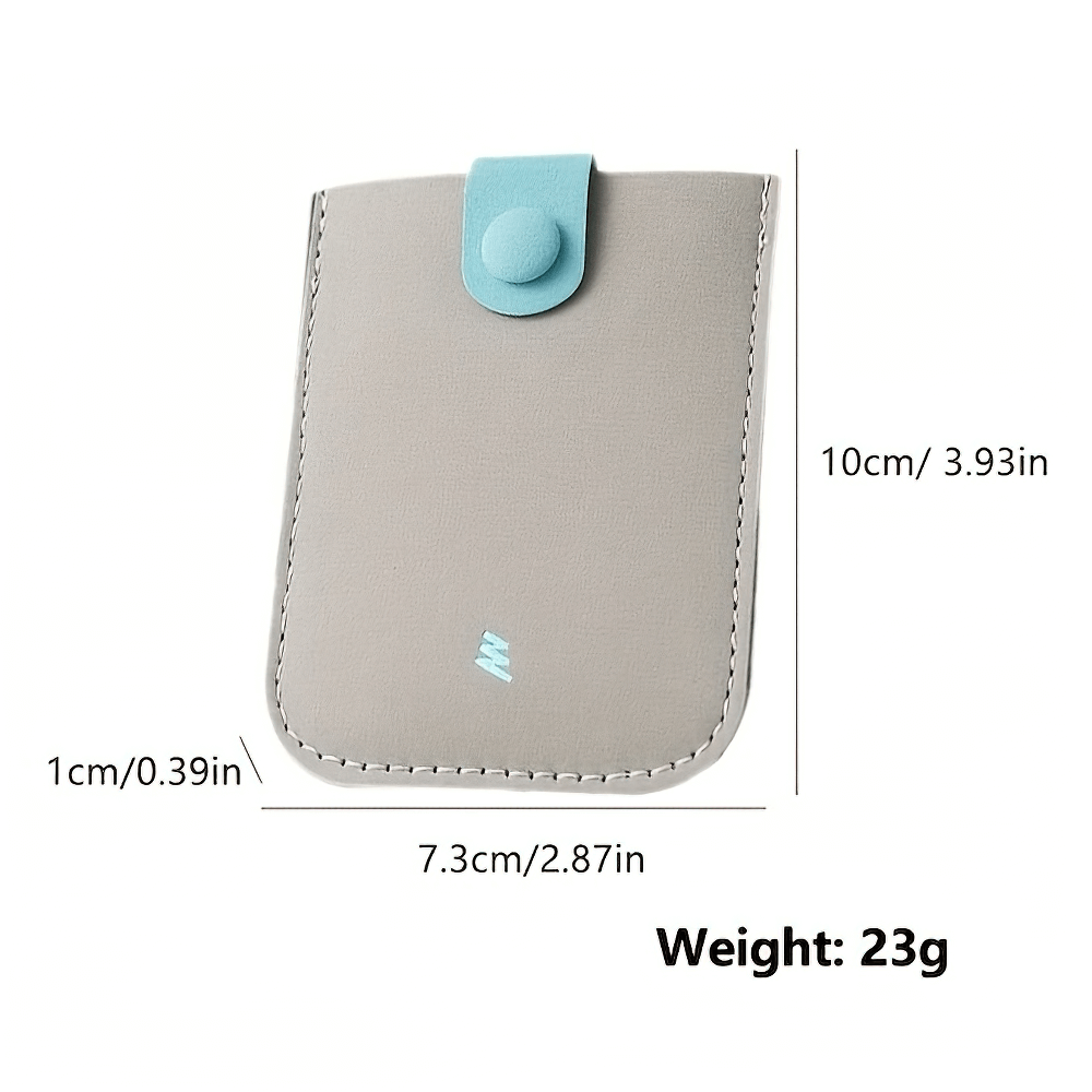 Minimalist Slim Faux Leather Card Case with Snap Closure, Measuring 7.3 x 10 cm, Weighing 23g - Ideal for Travel and Everyday Use