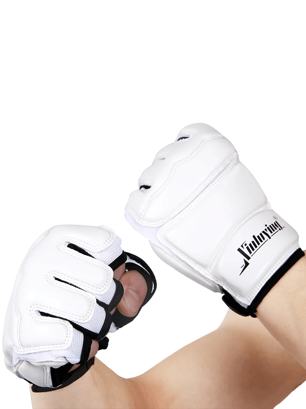 MMA sparring gloves with EVA impact protection, featuring durable PU leather and open palm design for breathability and flexibility.