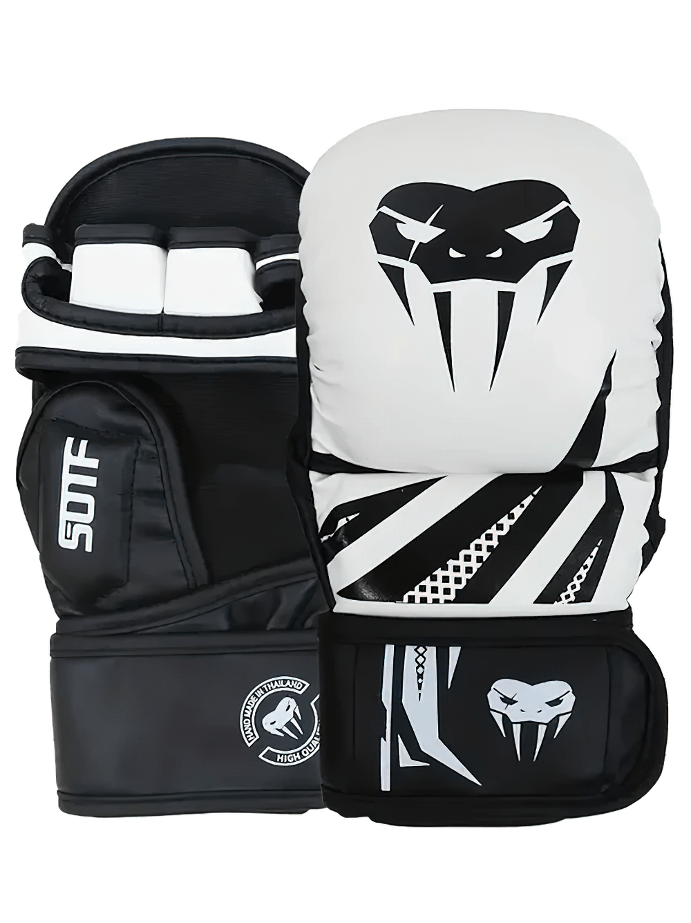 MMA training gloves SF2695 with wrist support, padding, impact-resistant design, and open-finger style for boxing and martial arts.