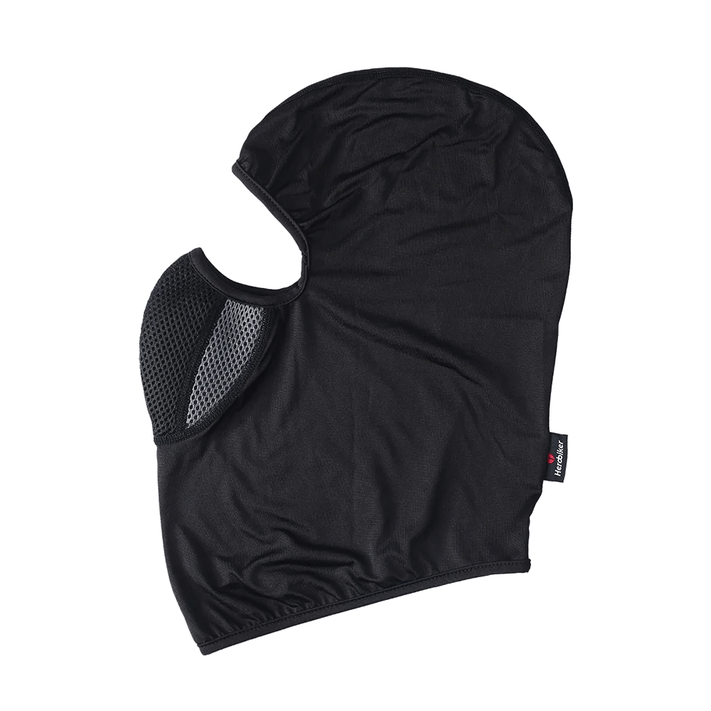 Black motorcycle balaclava SF2506 offering windproof, dustproof full face and neck protection, ideal for cycling and skiing. Breathable Lycra.