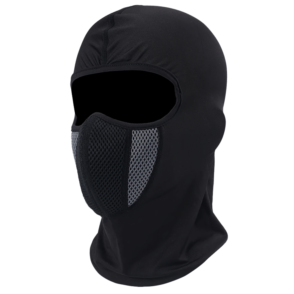 Windproof and breathable motorcycle balaclava SF2506, black full face mask for outdoor activities like skiing, cycling, and moto riding.