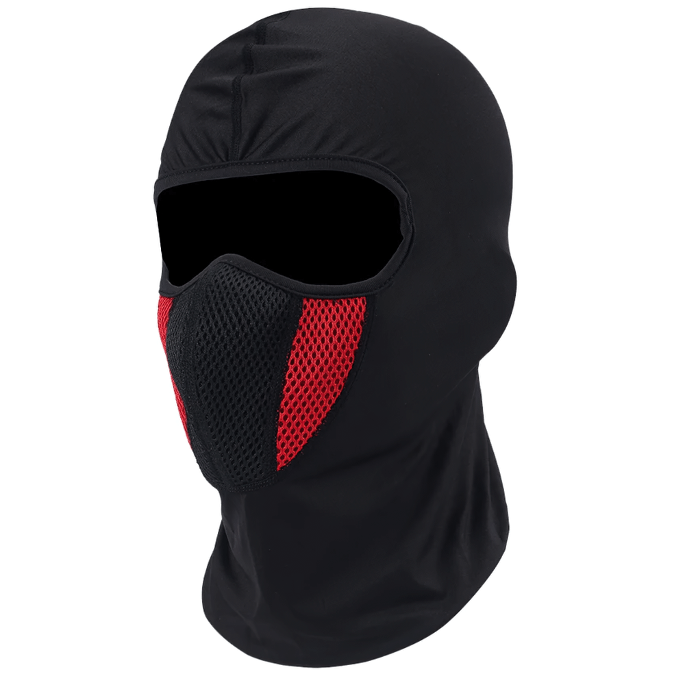 Windproof motorcycle balaclava SF2506 in black with red accents for outdoor activities, full face and neck protection.