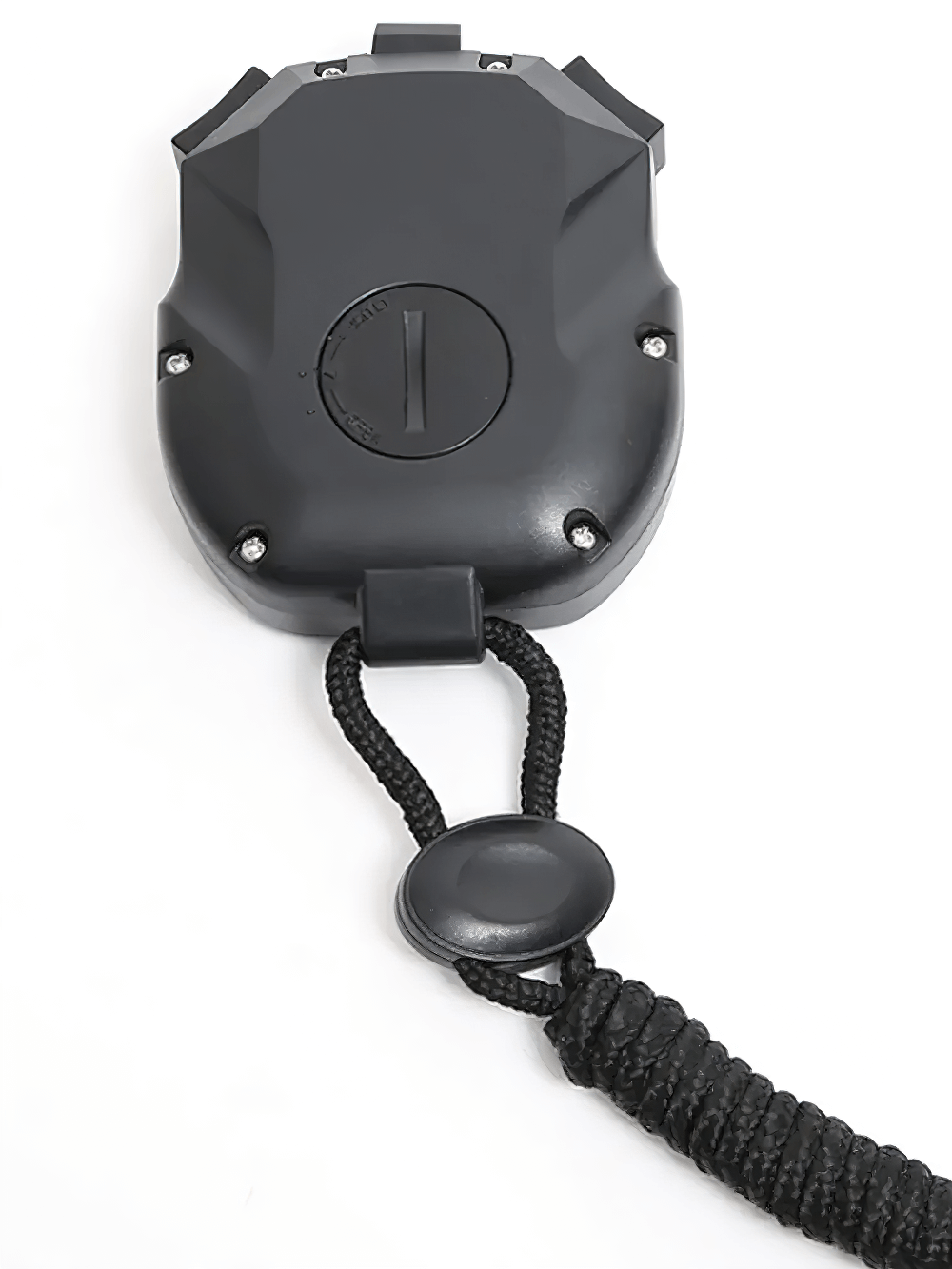 Back view of the Multi-Function Electronic Sports Stopwatch SF3079 with a black casing and durable strap. Perfect for sports and exercise.