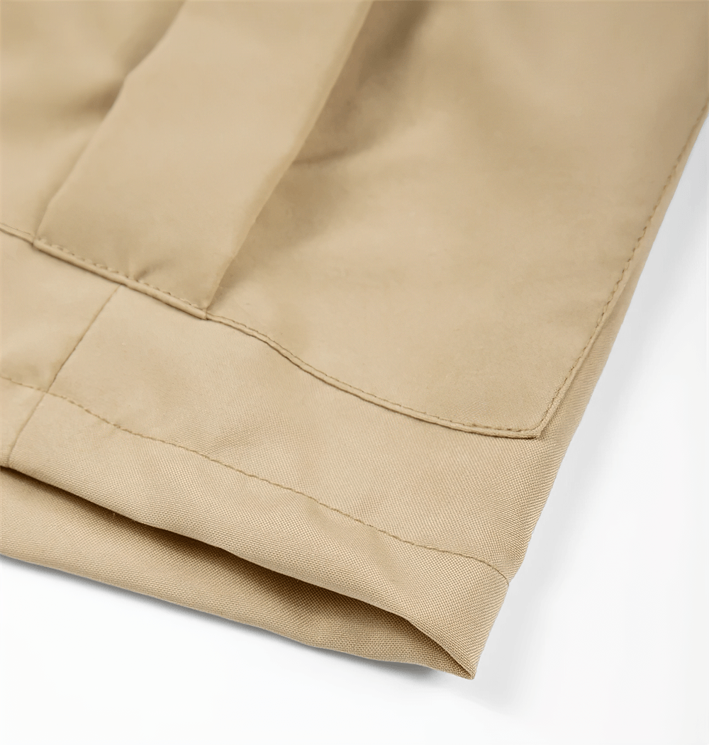 Close-up of Multi-Pocket Outdoor Utility Shorts for Hiking - SF4551 in beige fabric detailing.