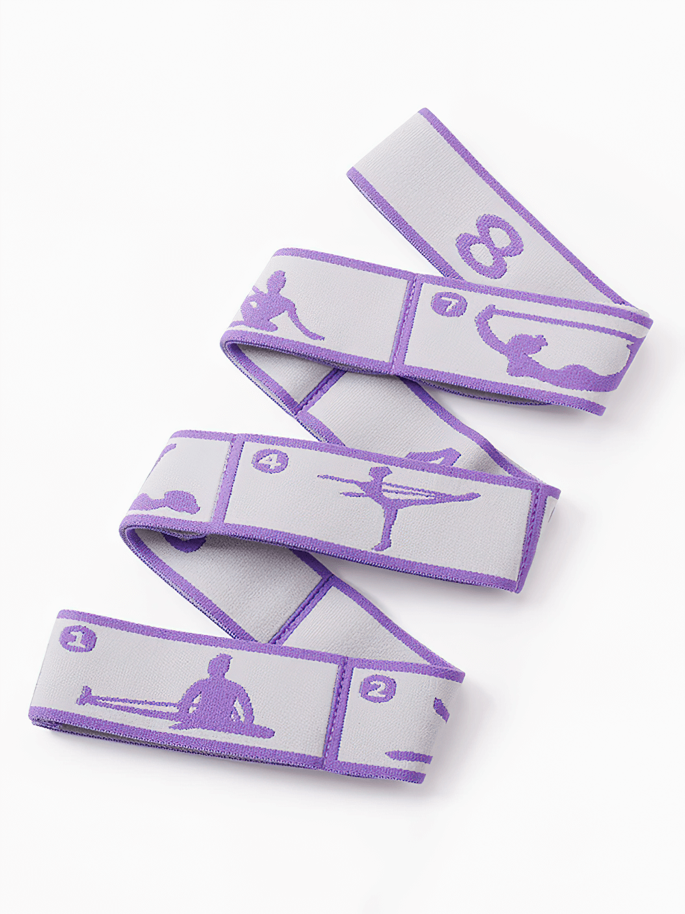 Purple 8-loop yoga stretch strap for flexibility training, perfect for yoga, pilates, and dance exercises.