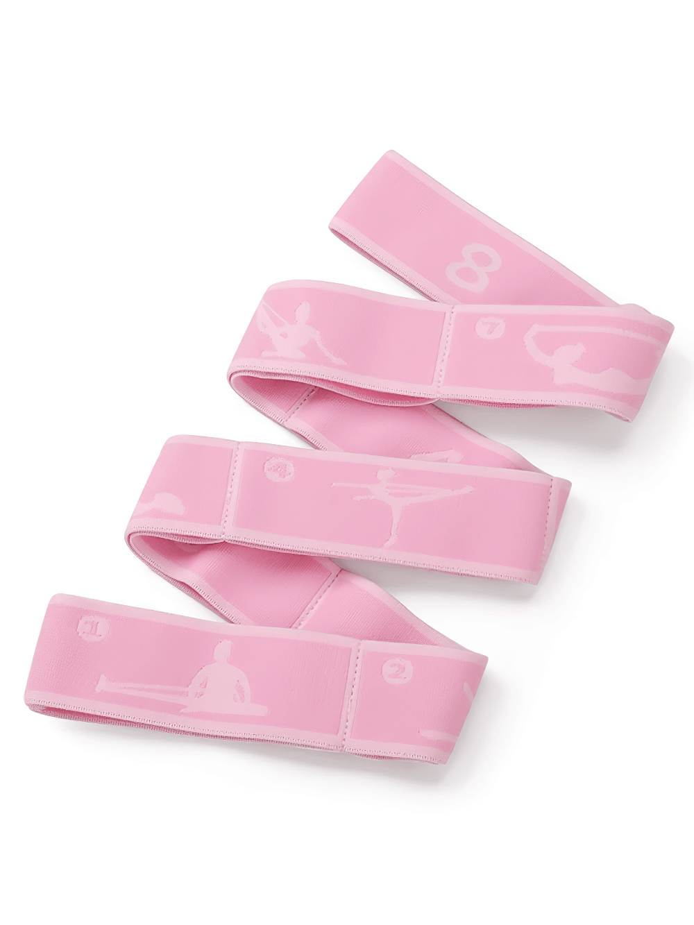 Pink 8-loop yoga stretch strap for pilates, designed to enhance flexibility and strength with versatile exercises.
