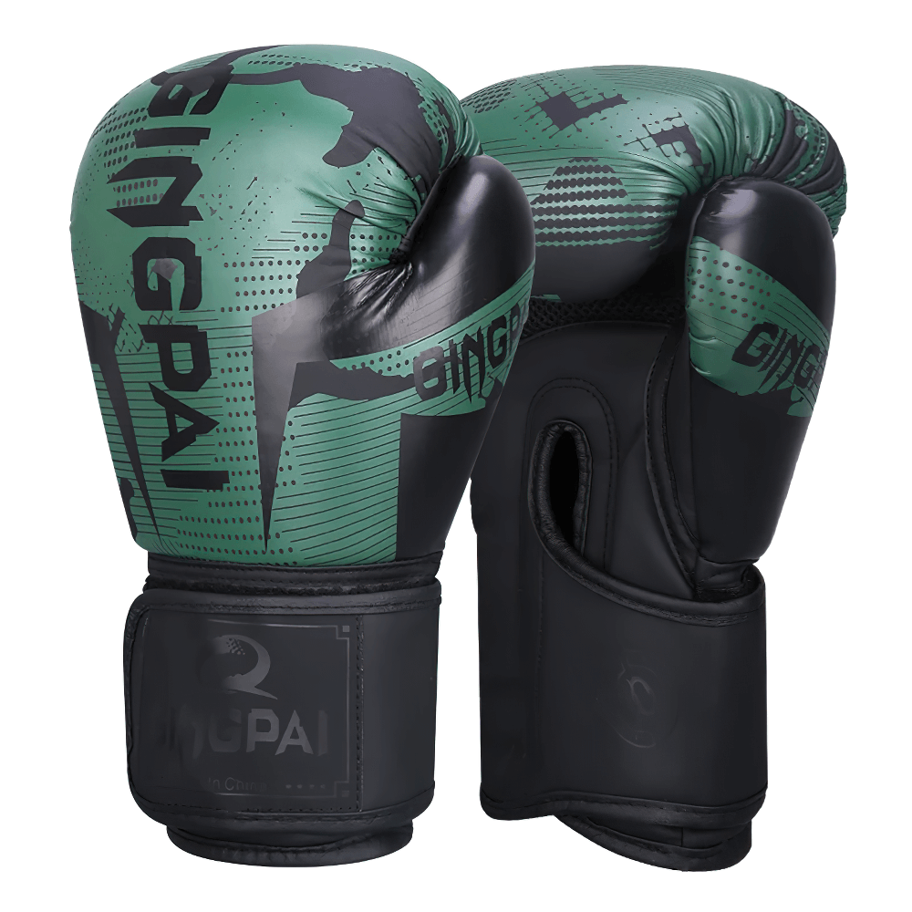 Multicolor PU leather boxing gloves SF3140 with hook and loop closure, ideal for training and sparring, durable and impact resistant.