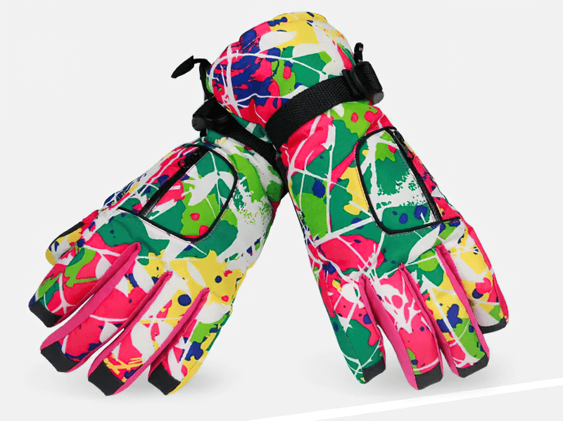 Multicolor waterproof snowboarding ski gloves SF1830, perfect for winter sports, windproof and breathable for extra warmth.