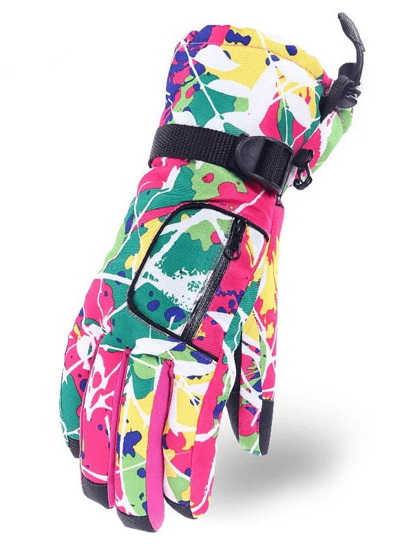 Multicolor snowboarding gloves SF1830 with vibrant design, waterproof and windproof, crafted for women's winter sports.
