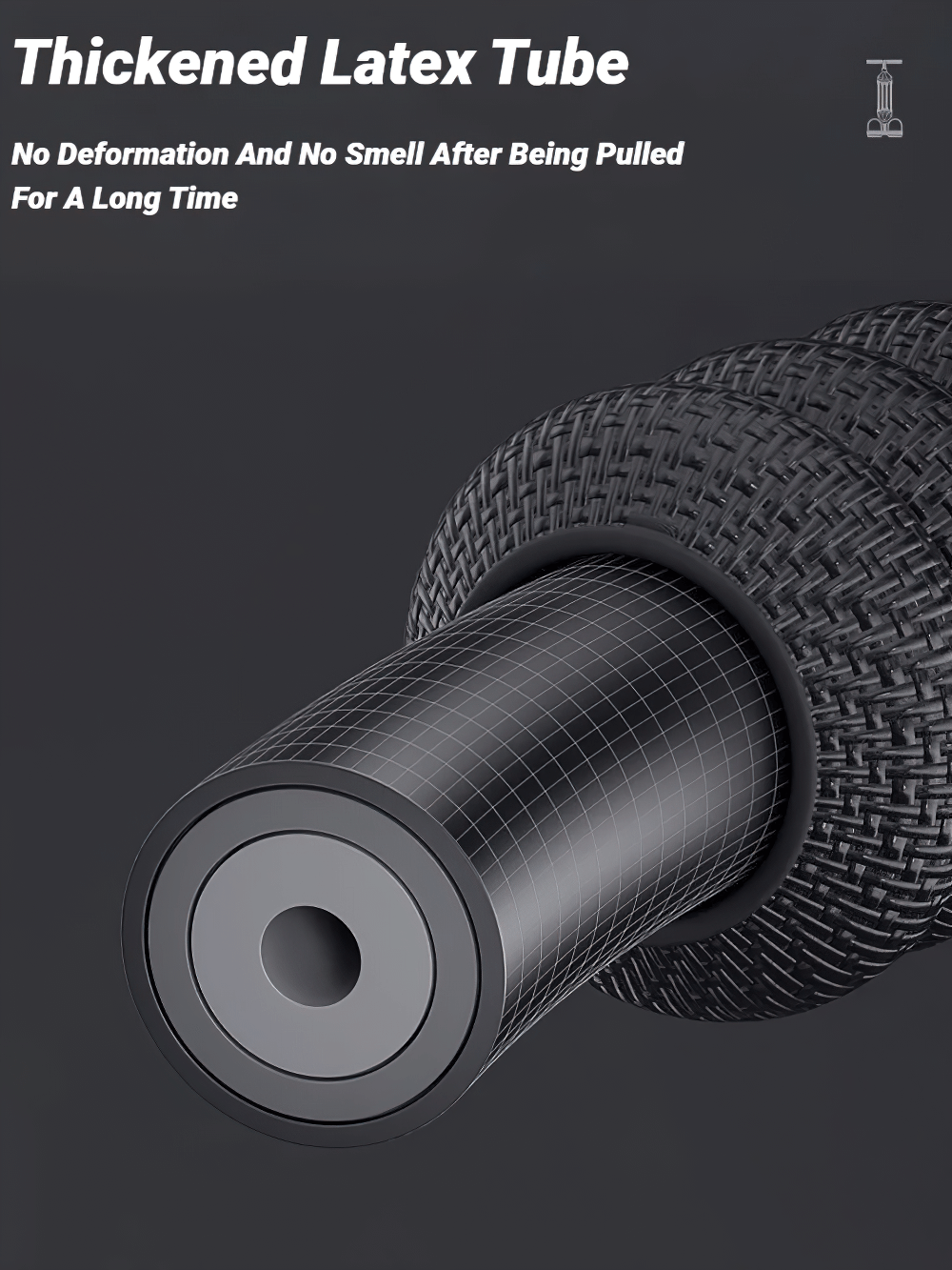 Close-up of thickened latex tube for Multifunction Pedal Resistance Tension Trainer - SF3428, showcasing durability and no deformation.