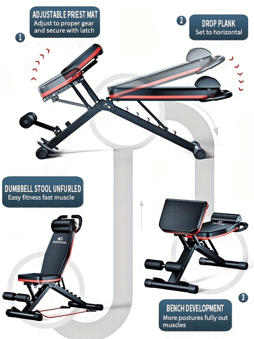 Multifunctional Foldable Fitness Bench - SF3012