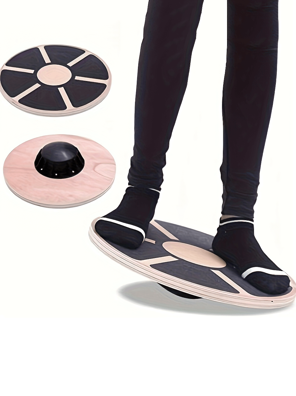 Multifunctional Wooden Wobble Balance Board SF2815 for stability workouts with 360-degree rotation and non-slip surface.