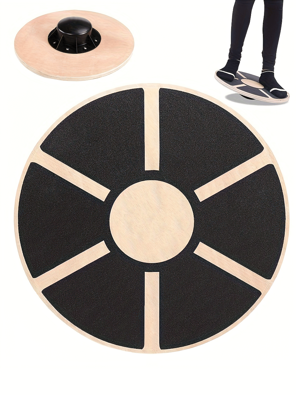 Multifunctional Wooden Wobble Balance Board for stability workouts, core strength, injury recovery, and yoga with non-slip surface.