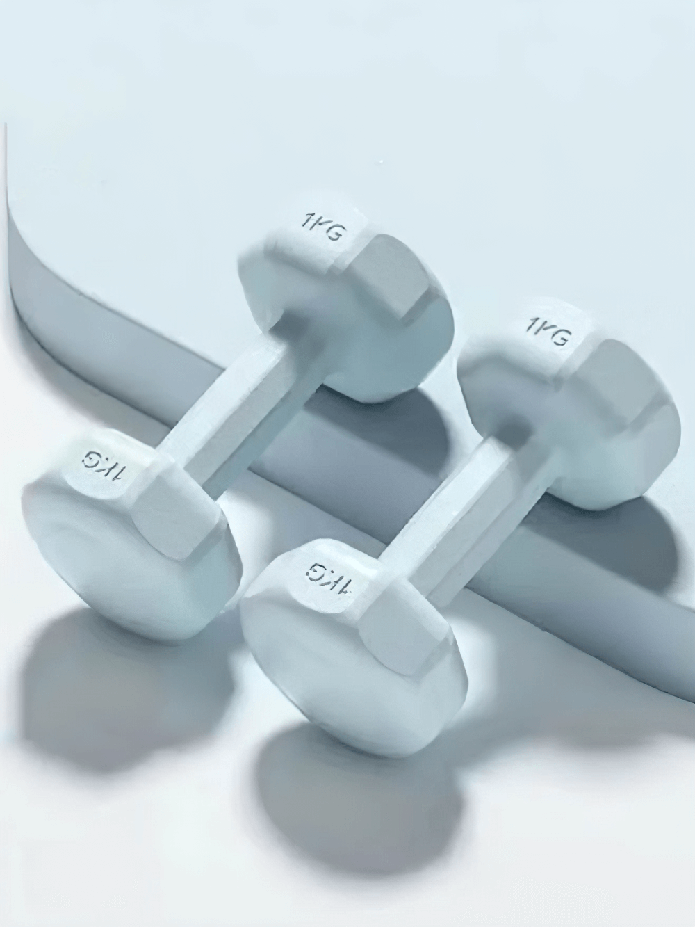 White neoprene-coated hexagonal dumbbells for home gym use | Non-slip grip | Perfect for strength training | SF3347