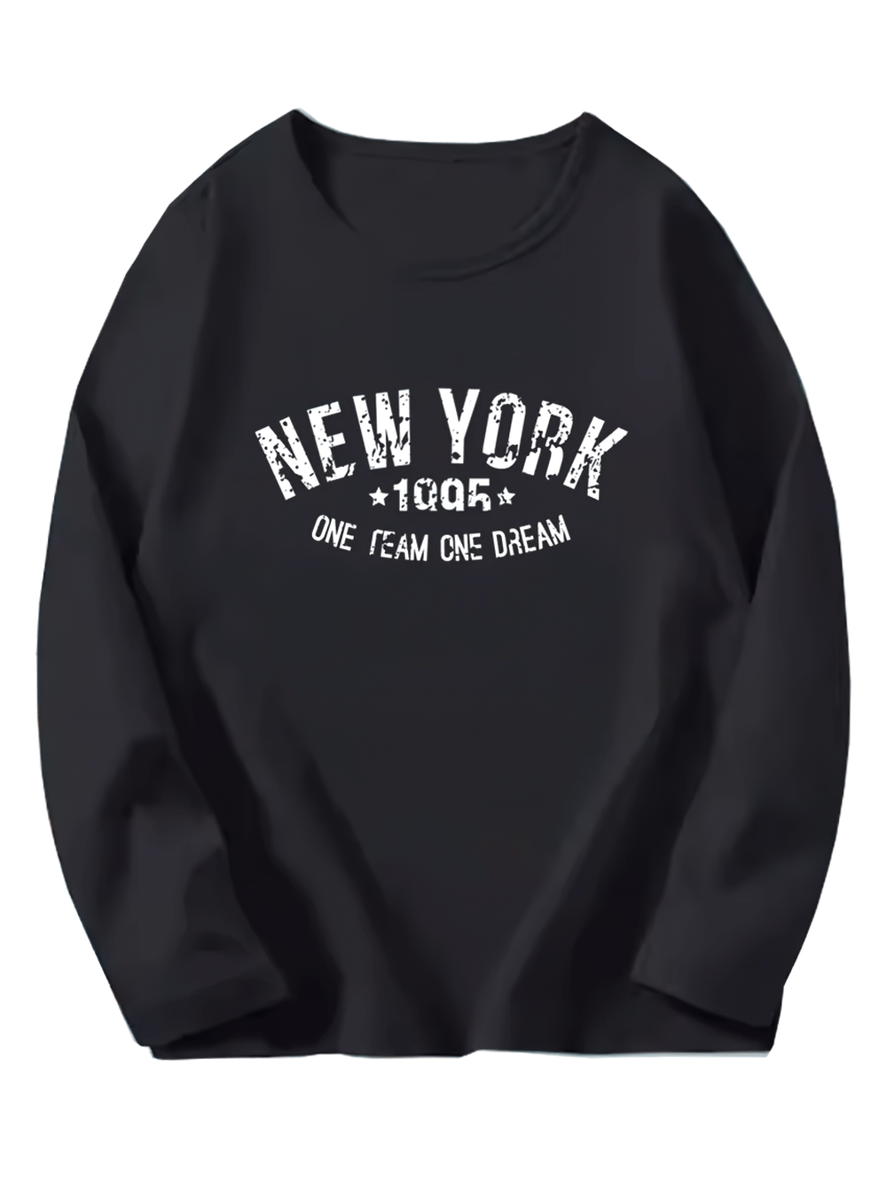 New York One Team One Dream long sleeved top, casual cotton shirt with stylish New York print for a trendy look, perfect for everyday wear.
