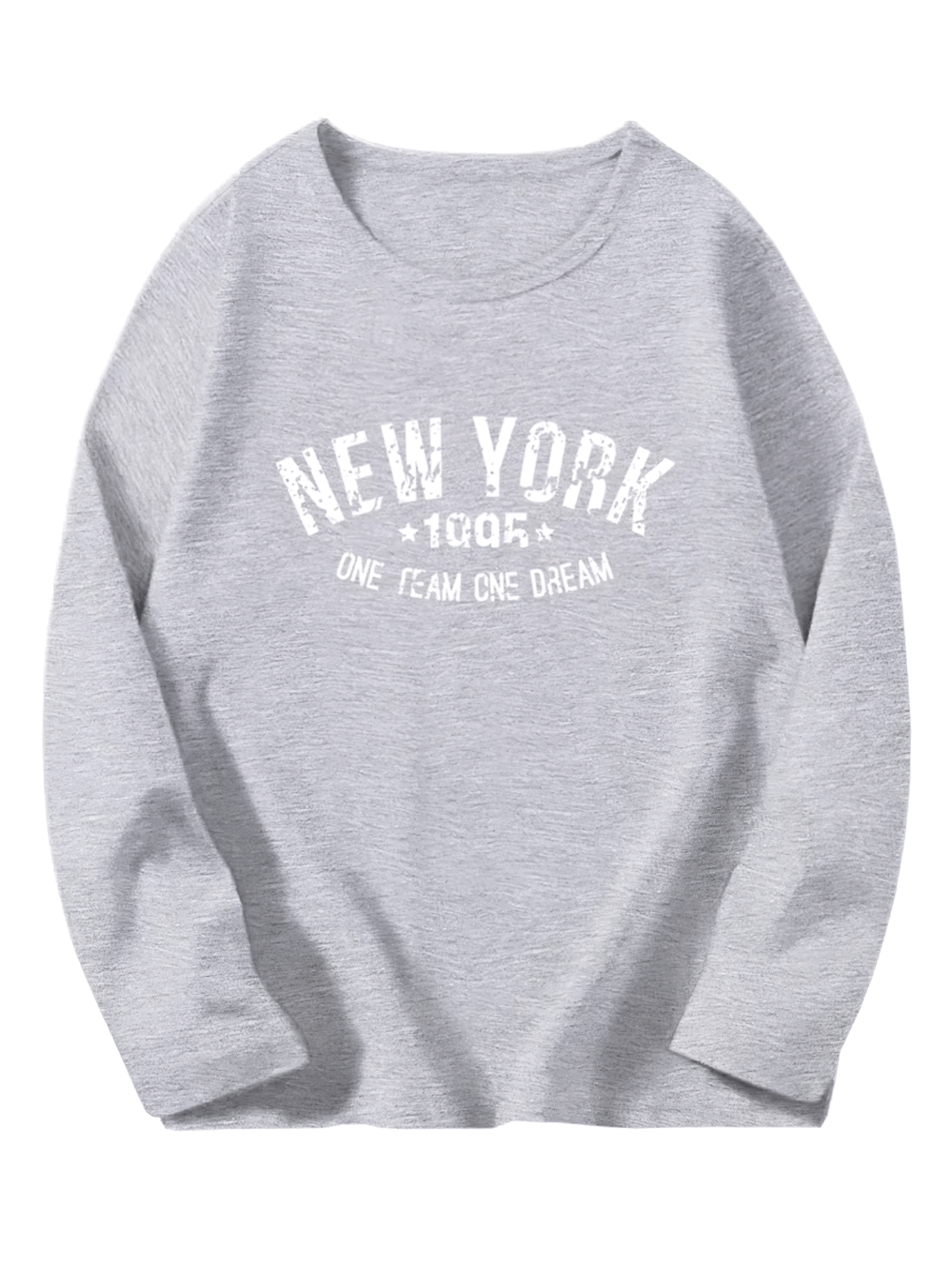 Stylish New York "One Team One Dream" long sleeved top in soft cotton, perfect for casual autumn or spring wear SF3115.