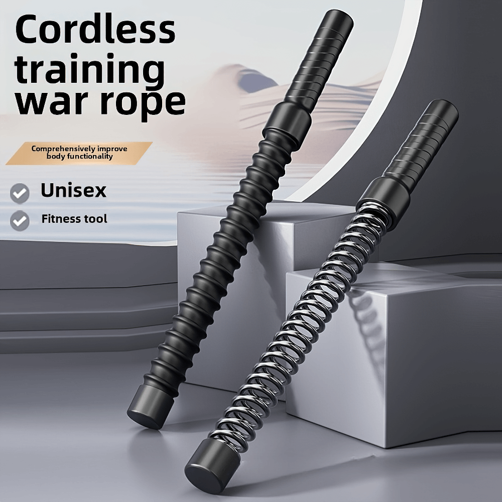 Cordless training war rope set for unisex fitness, featuring spiral and grooved design for effective workouts.