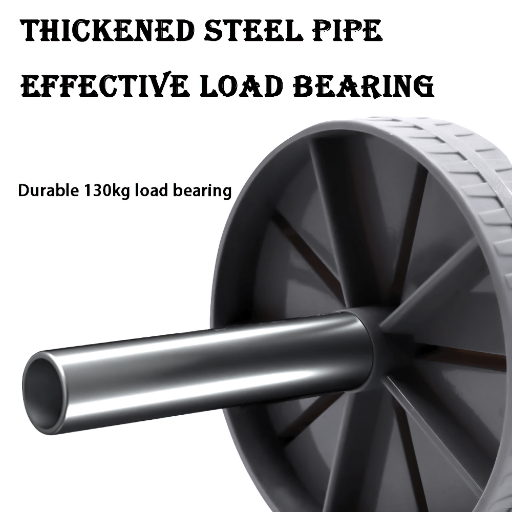 Close-up of ab wheel roller with thickened steel pipe for effective 130kg load bearing, ideal for stable home core workouts.