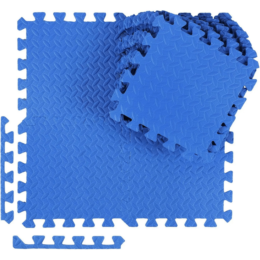 Non-Slip EVA Puzzle Mats for Workout Floors - SF3479, blue interlocking foam tiles for gym and home, providing a stable and safe surface.